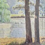 Gabriel Kissling (Born in 1915), Swiss artist - Watercolor on paper - "Forest landscape" - Signed