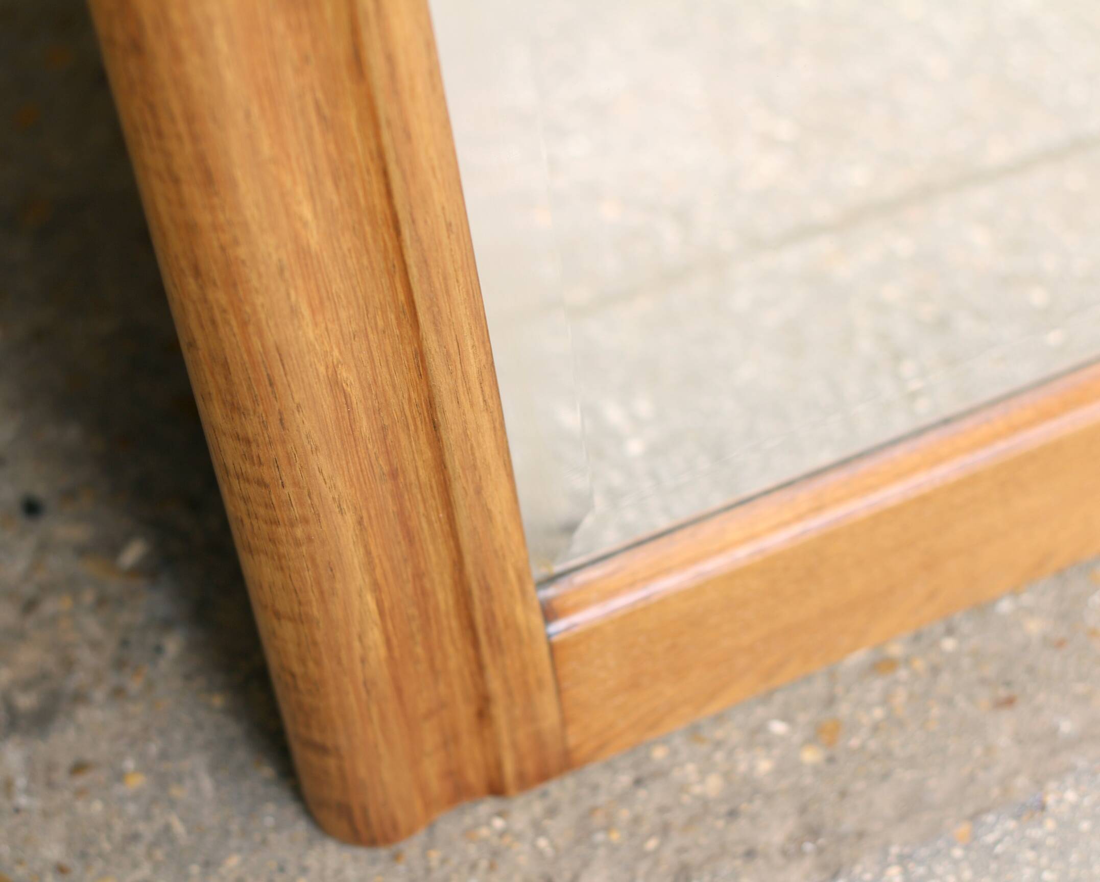 Art Deco fireplace mirror in light oak. Mercury glass.