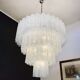 Multi-level chandelier in vintage murano glass - 78 glasses blanc d'albatre