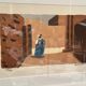 Original Swedish Color Lithograph – “Figure in a Sunlit Desert” by Lars Norrman