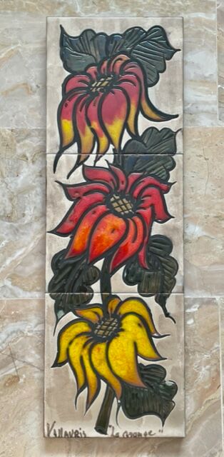 Vintage Vallauris ceramic painting "La Grange"