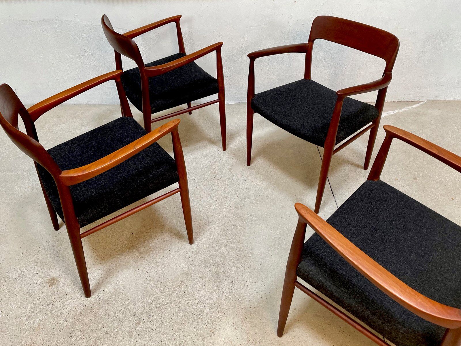 Danish teak model 56 chairs by Niels O. Møller for J.L. Møllers, 1954, set of 4