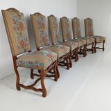 Beech Os De Mouton tapestry chairs (set of 6)