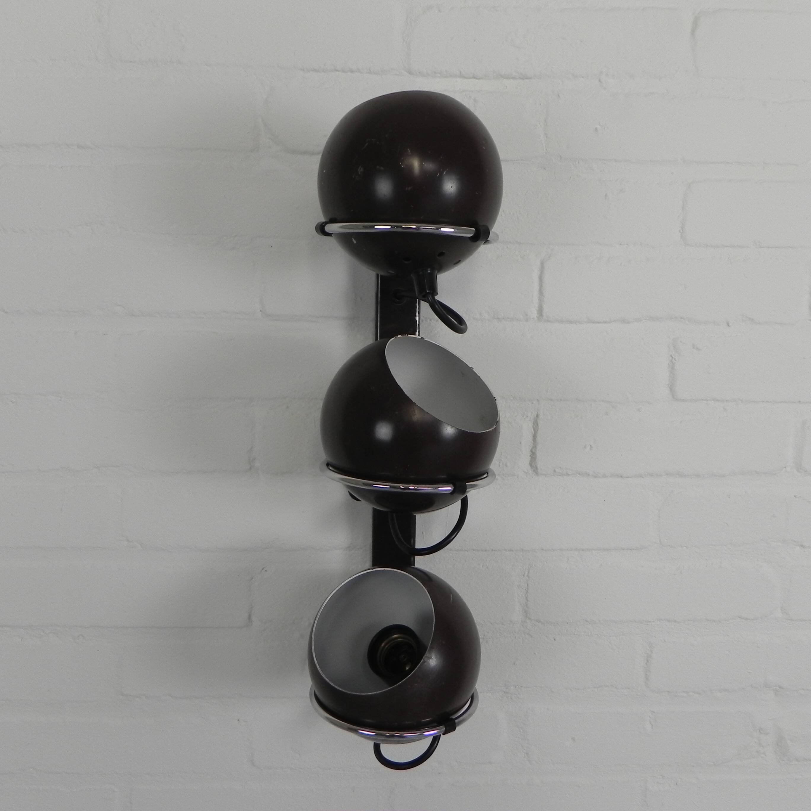 Gepo wall lamp with 3 globes, 1960s