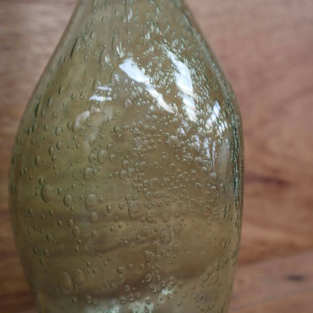 Biot water green colored bubble blown glass bottle