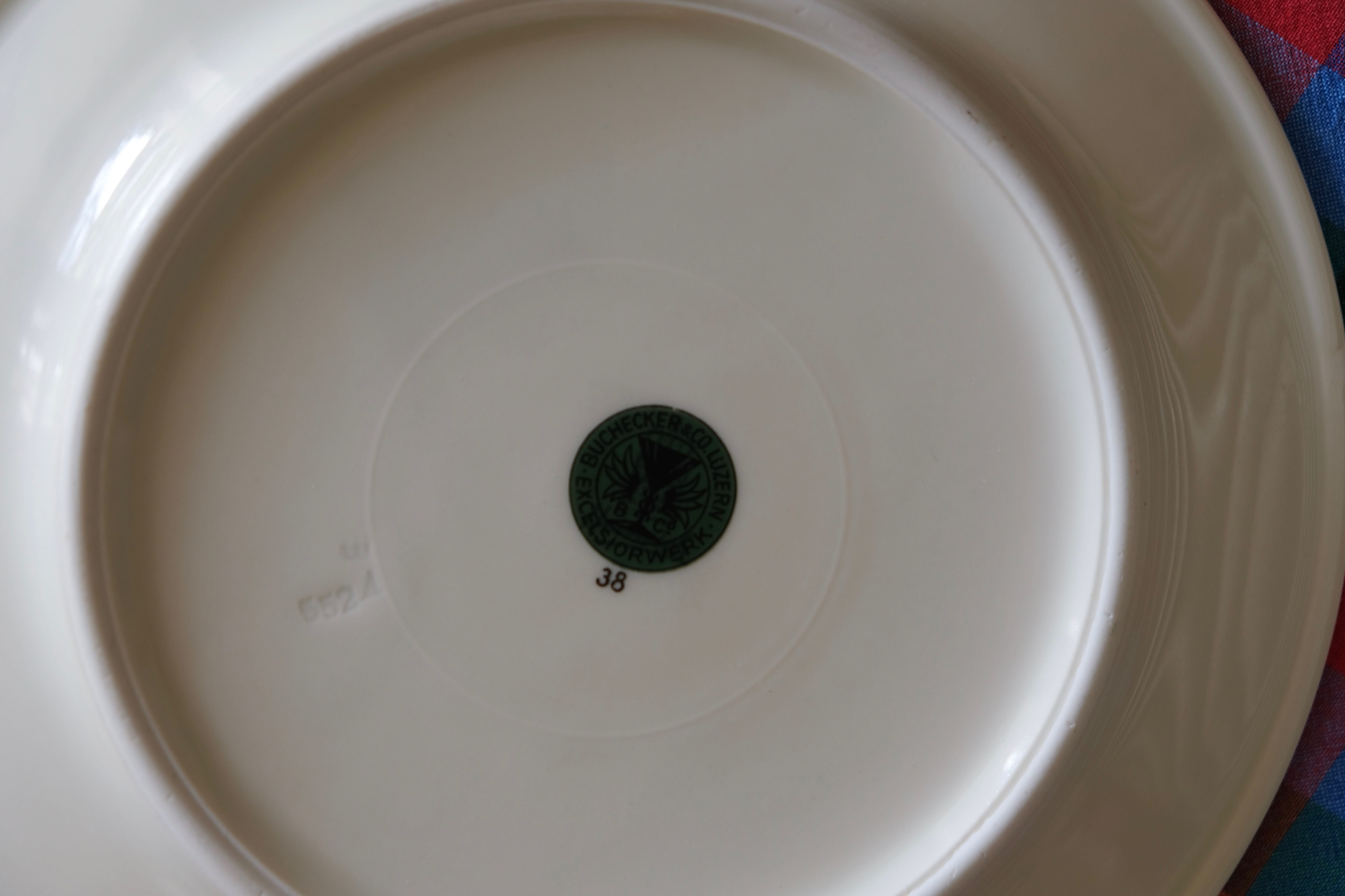 8 dessert plates of the service of the hotel "Grand Hotel Nationale" Lucerne Switzerland Buchecker & C