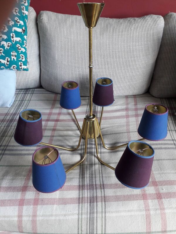 Luminaire scandinave vintage à 6 branches