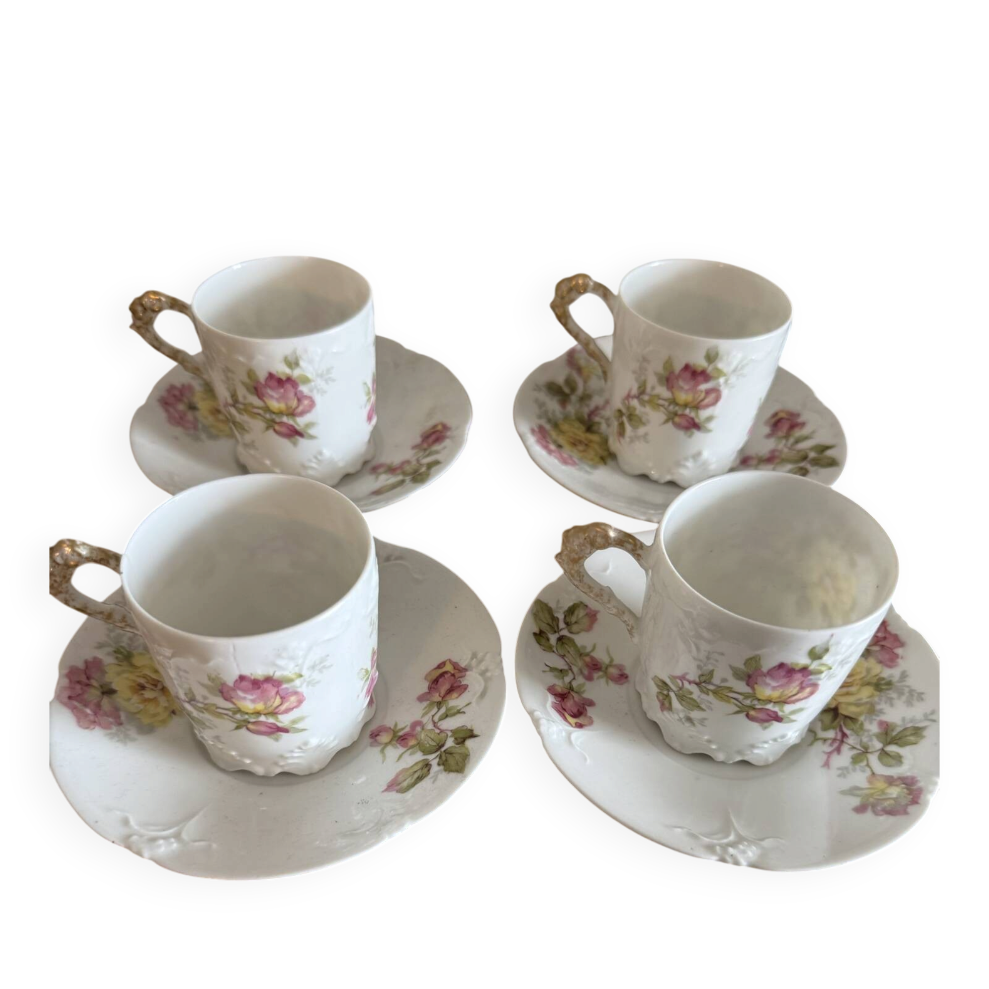4 Tasses & Sous Tasses Porcelaine de Limoges