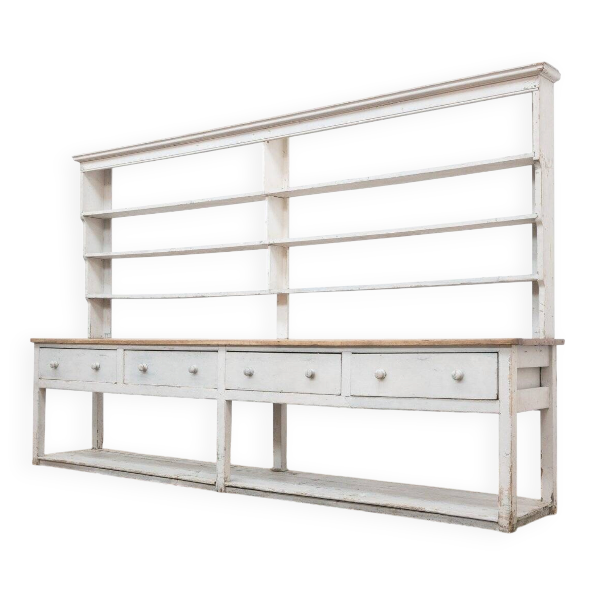 Large Vintage French Painted Wooden Grocery Store Cabinet, 1920