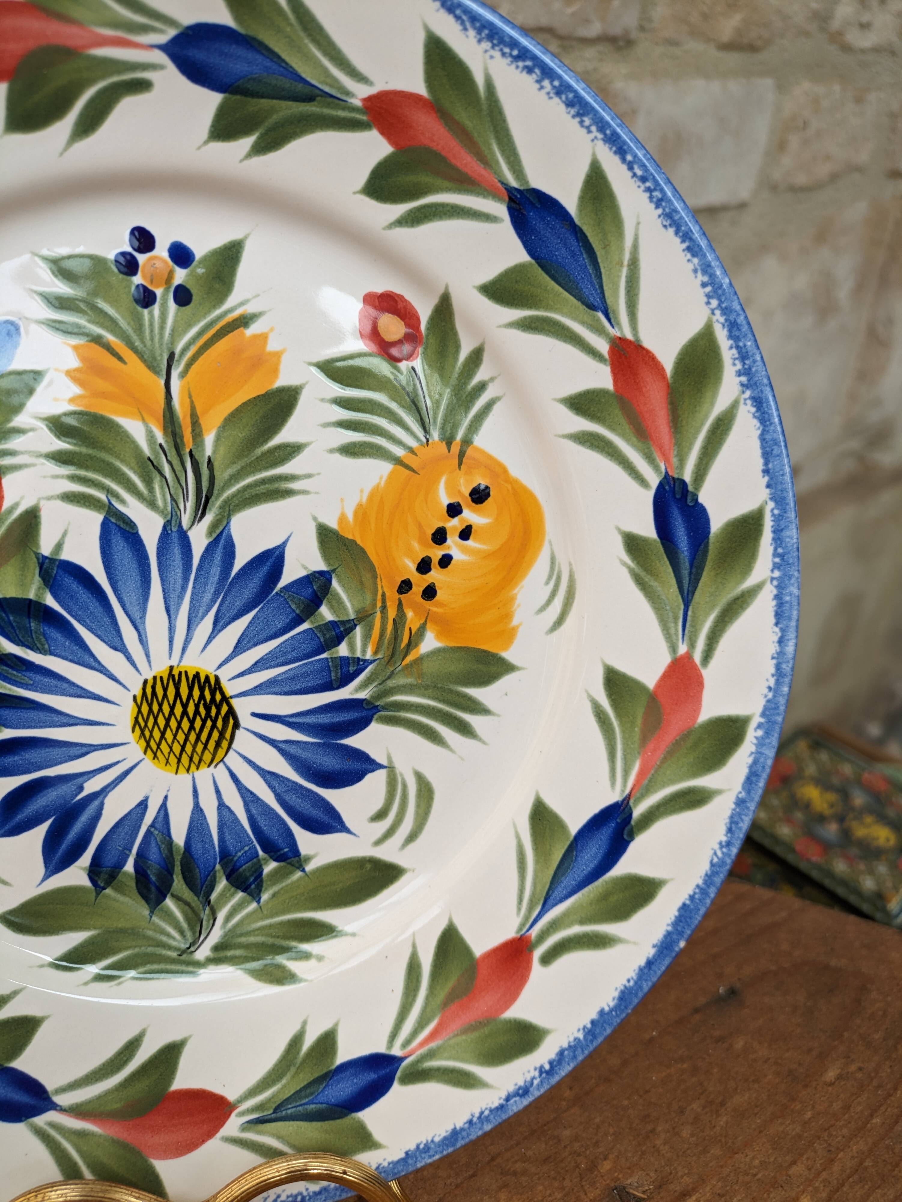 Old hand painted plate HB Locronan