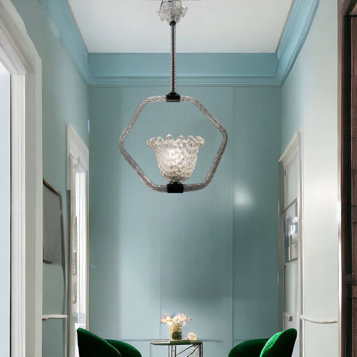 Murano Glass Light Pendant by Ercole Barovier 1940’s