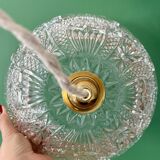 Suspension abat-jour vintage en verre travaillé - collection vaisselle -