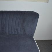 Blue fabric cocktail canapé with beech legs, 1950s style.