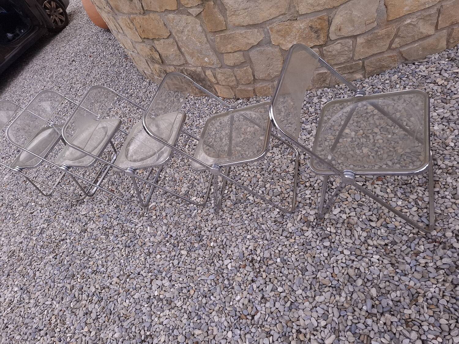 5 vintage 70'S chairs + Giancarlo Piretti Castelli support