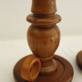 2 wooden candle holders