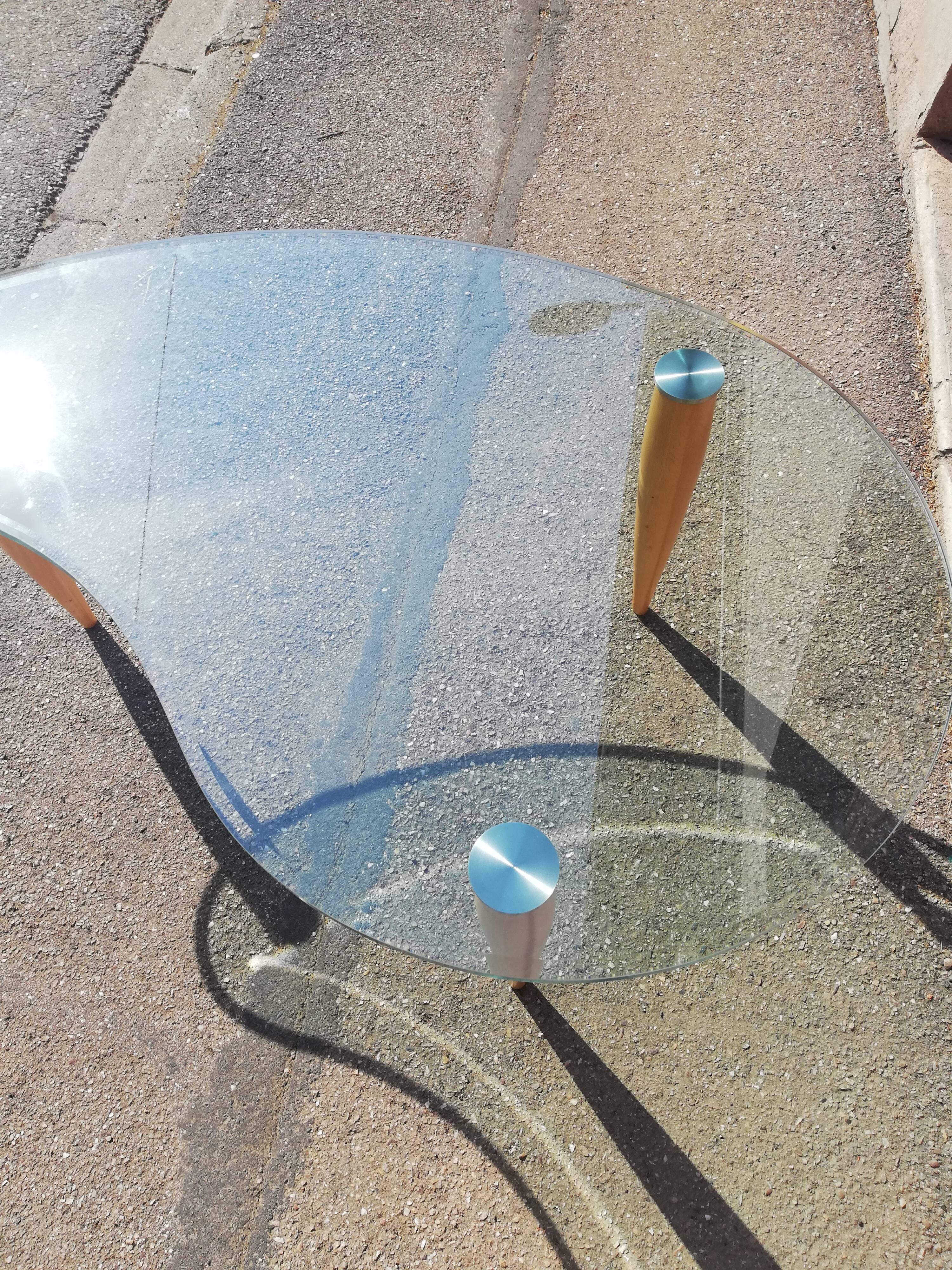 Table basse vintage bois et verre