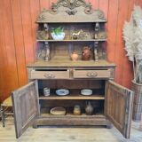 Saint Hubert oak cabinet with sculptures completely renovated