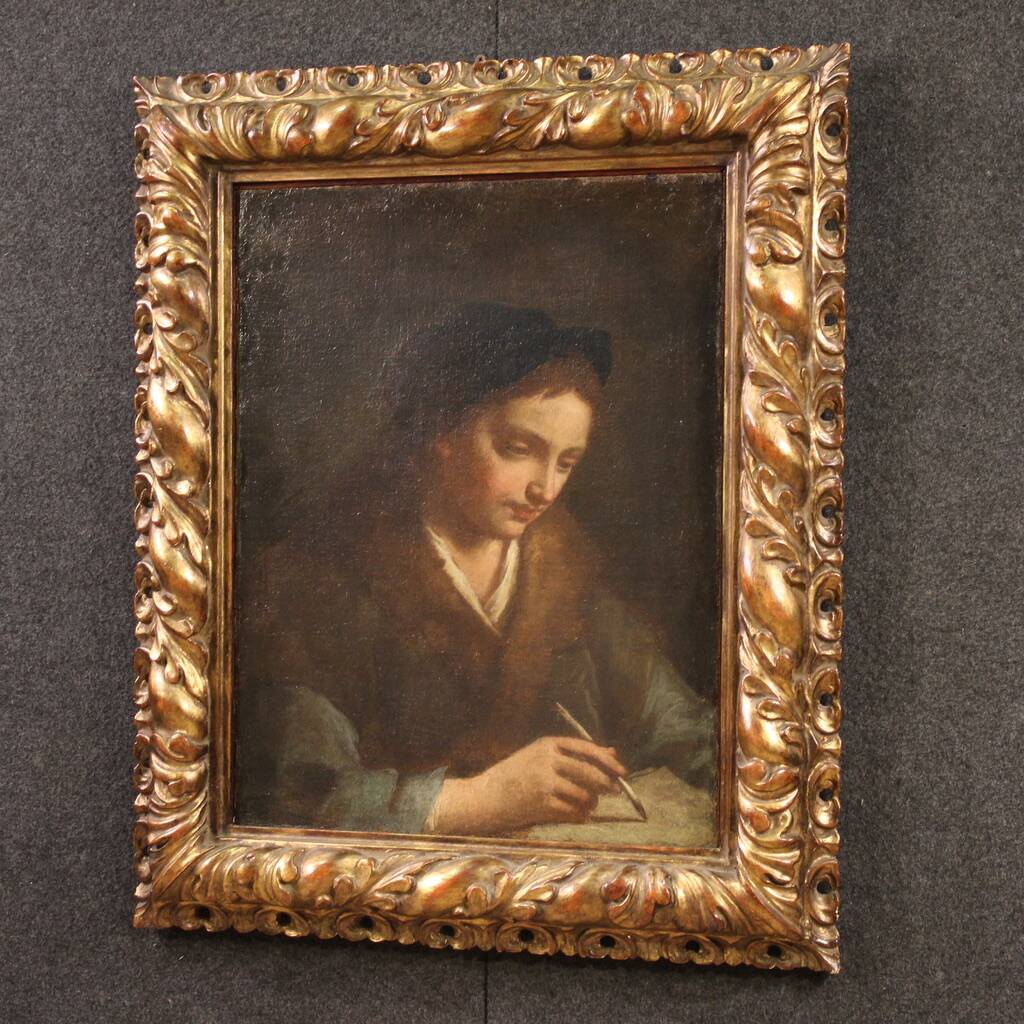 Antique Italian portrait painting from the 17th century