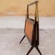 Folding magazine holder wood and caning by Cesare Lacca, made in Italy