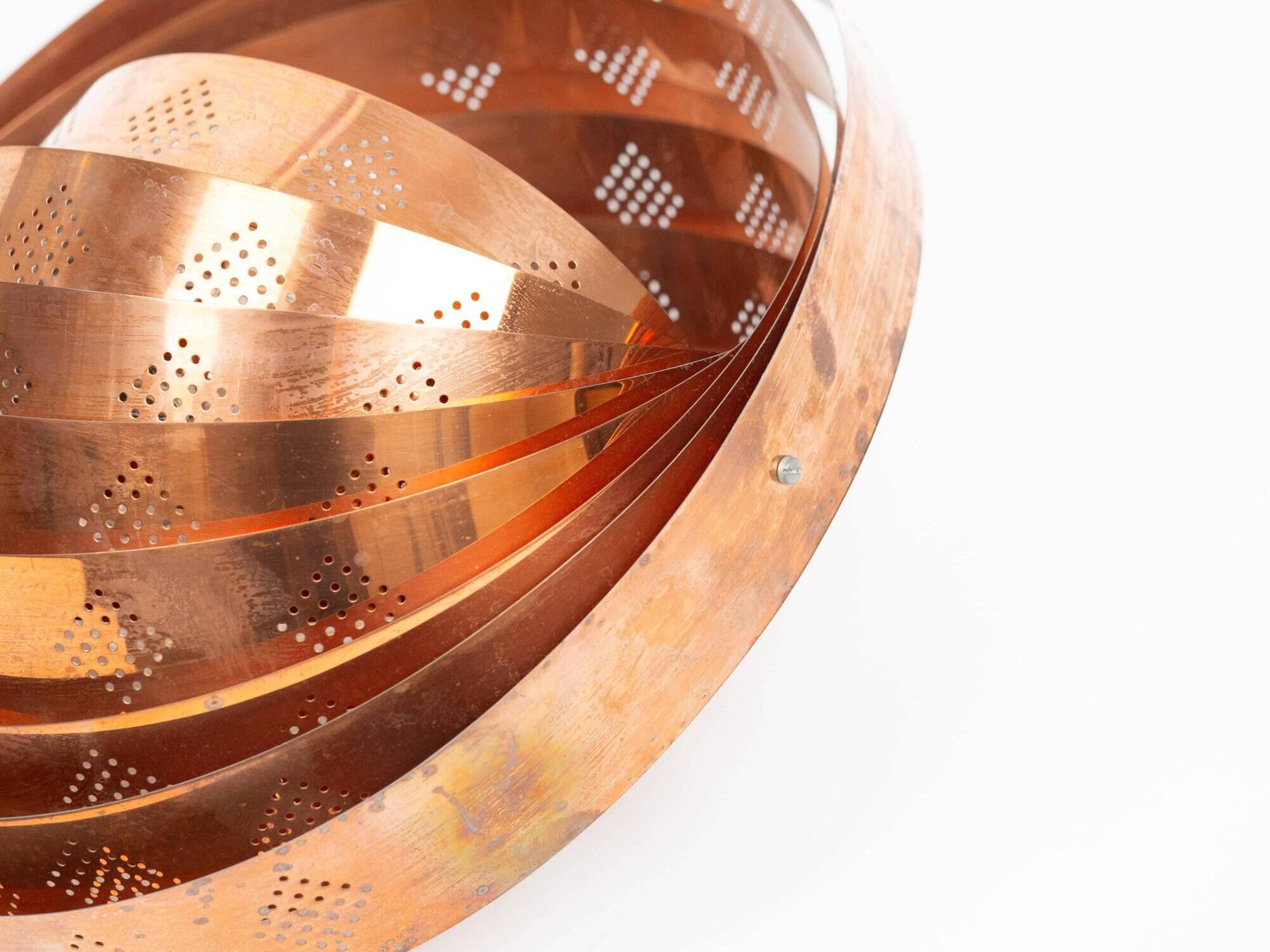 Vintage Moon Pendant Lamp by Werner Schou, Copper Scandinavian Design, Mid
