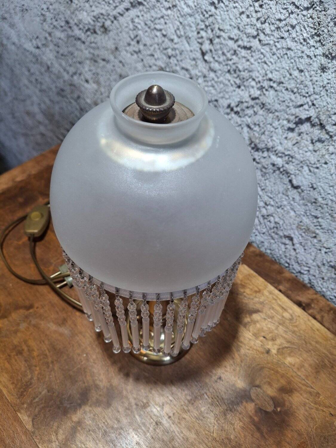 Art Nouveau lamp with blown glass pendants, early 20th century.
