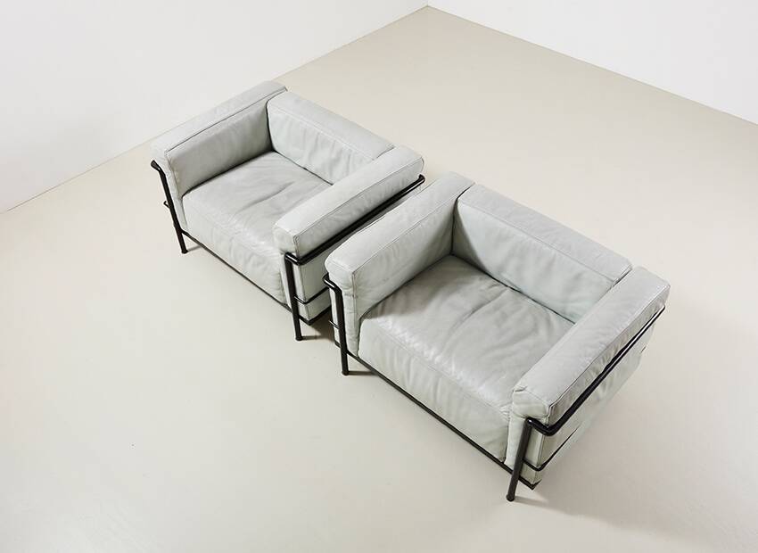 Le Corbusier Pair of LC3 Lounge Chairs for Cassina 1927/1970s
