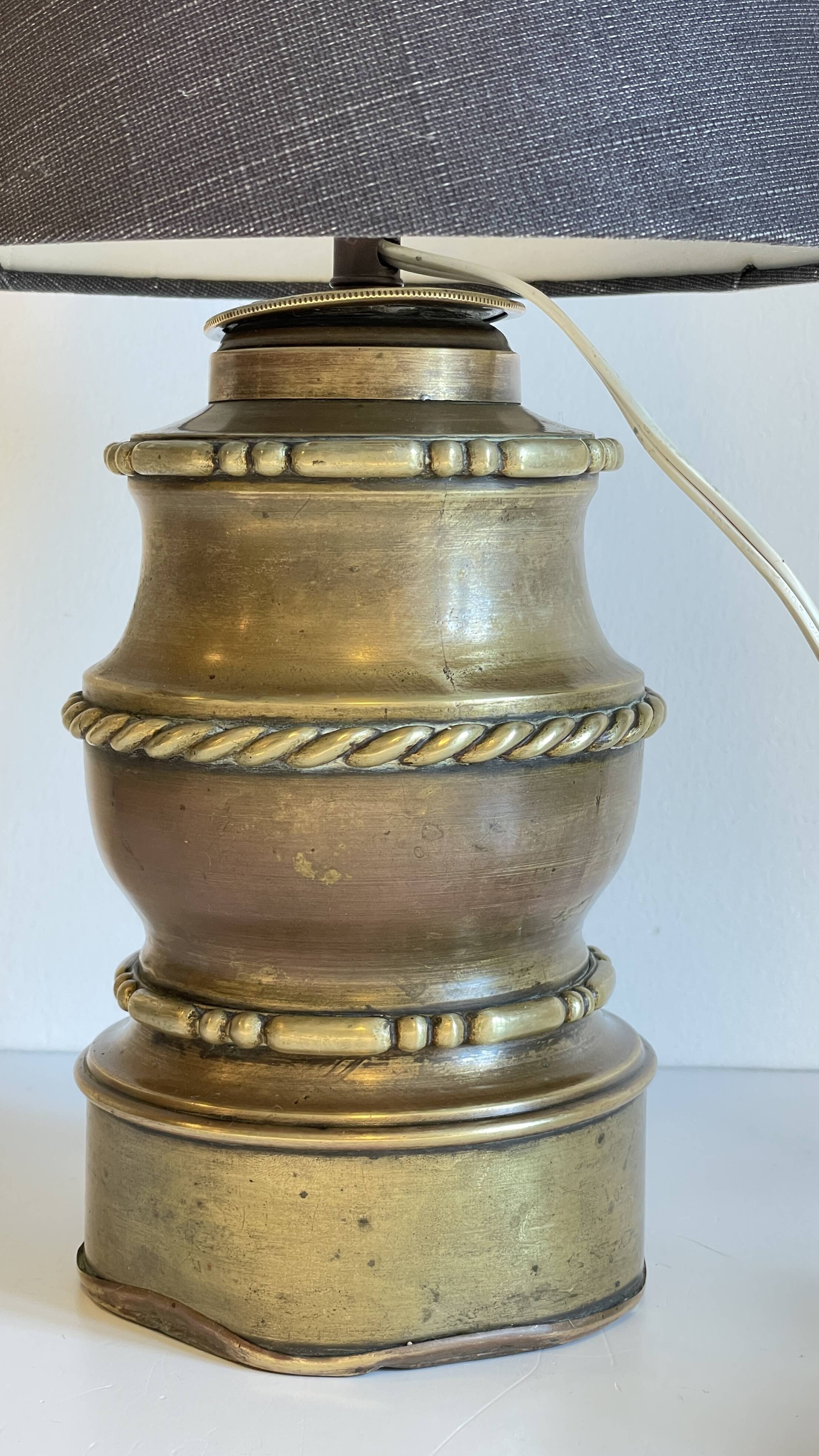 Chic brass lamp and vintage fabric