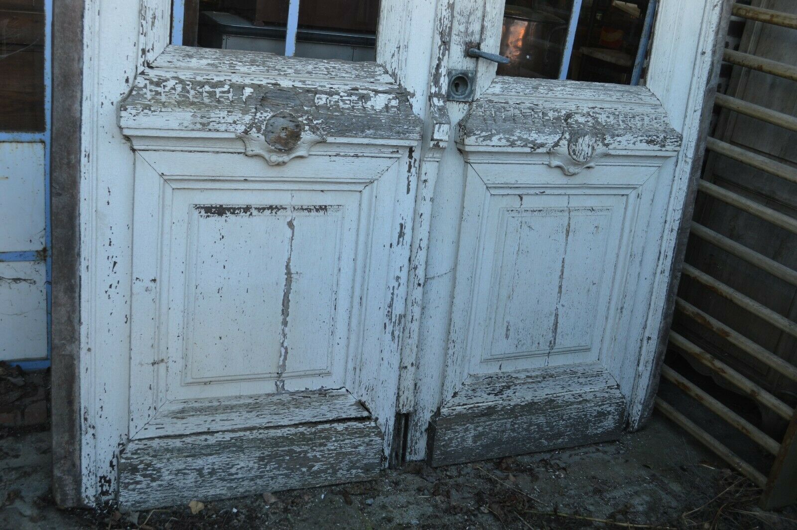 double oak entrance door with its frame