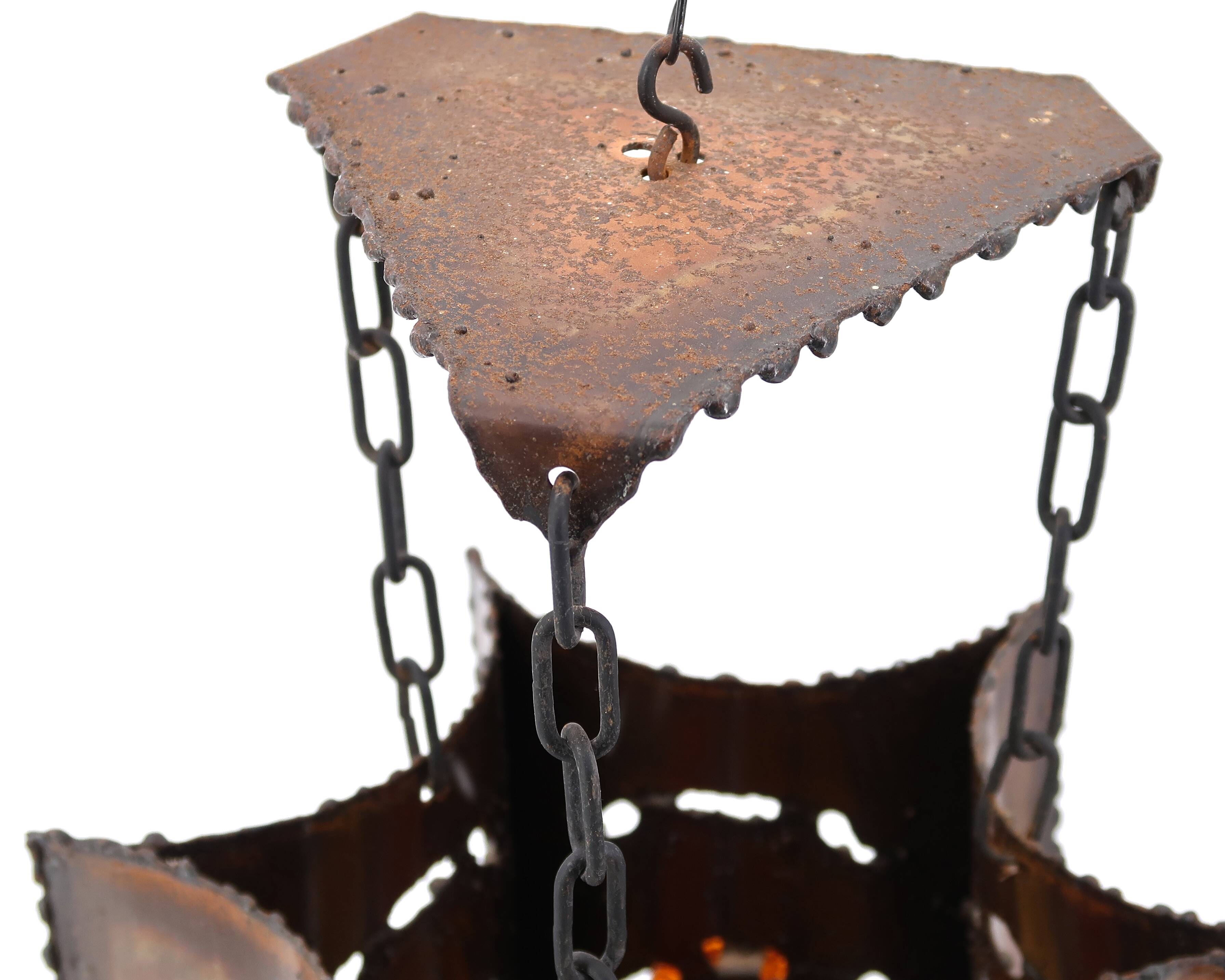 Accolay brutalist chandelier in copper and resin, 1960s