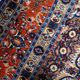 1940s handmade wool medallion rug, ivory and navy, 212 × 312 cm