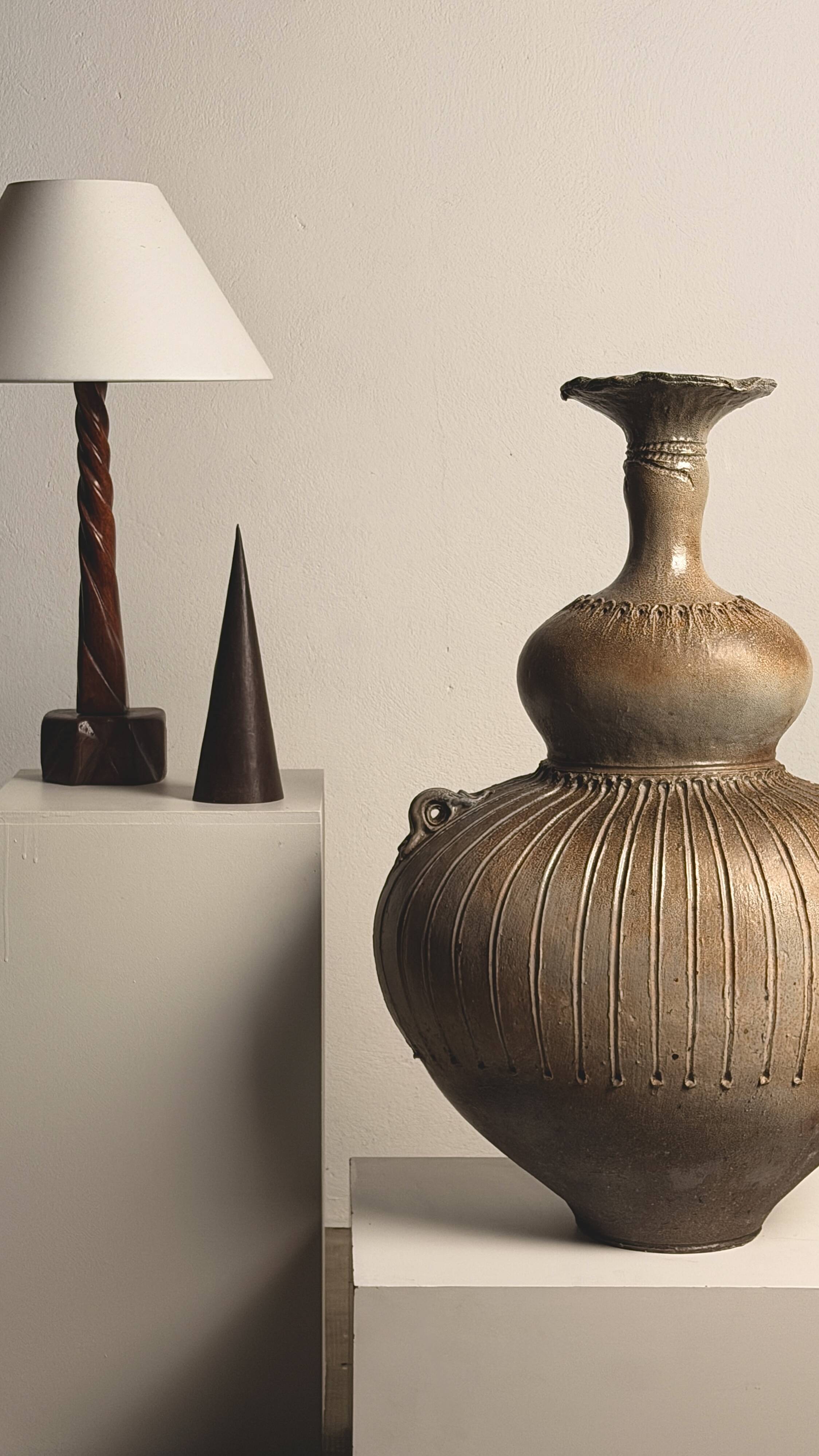 Monumental handled vase by Gustave Tiffoche