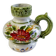 Vintage ceramic slip vase V Bassano pitcher decorated with porcelain flowers