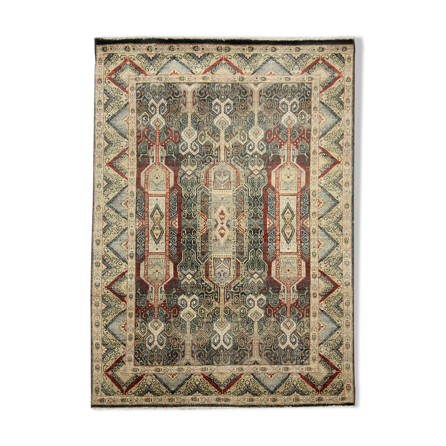 Handmade Traditional Indian Area Rug Fine Oriental Wool Carpet- 122x187cm