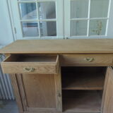 Vintage shallow oak sideboard, 2 drawers, 2 doors, 1 shelf.