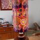 Vintage lamp of the years 70 faience and plasticized fabrics