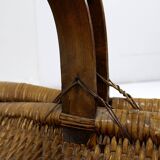 3 vintage woven wicker picking baskets