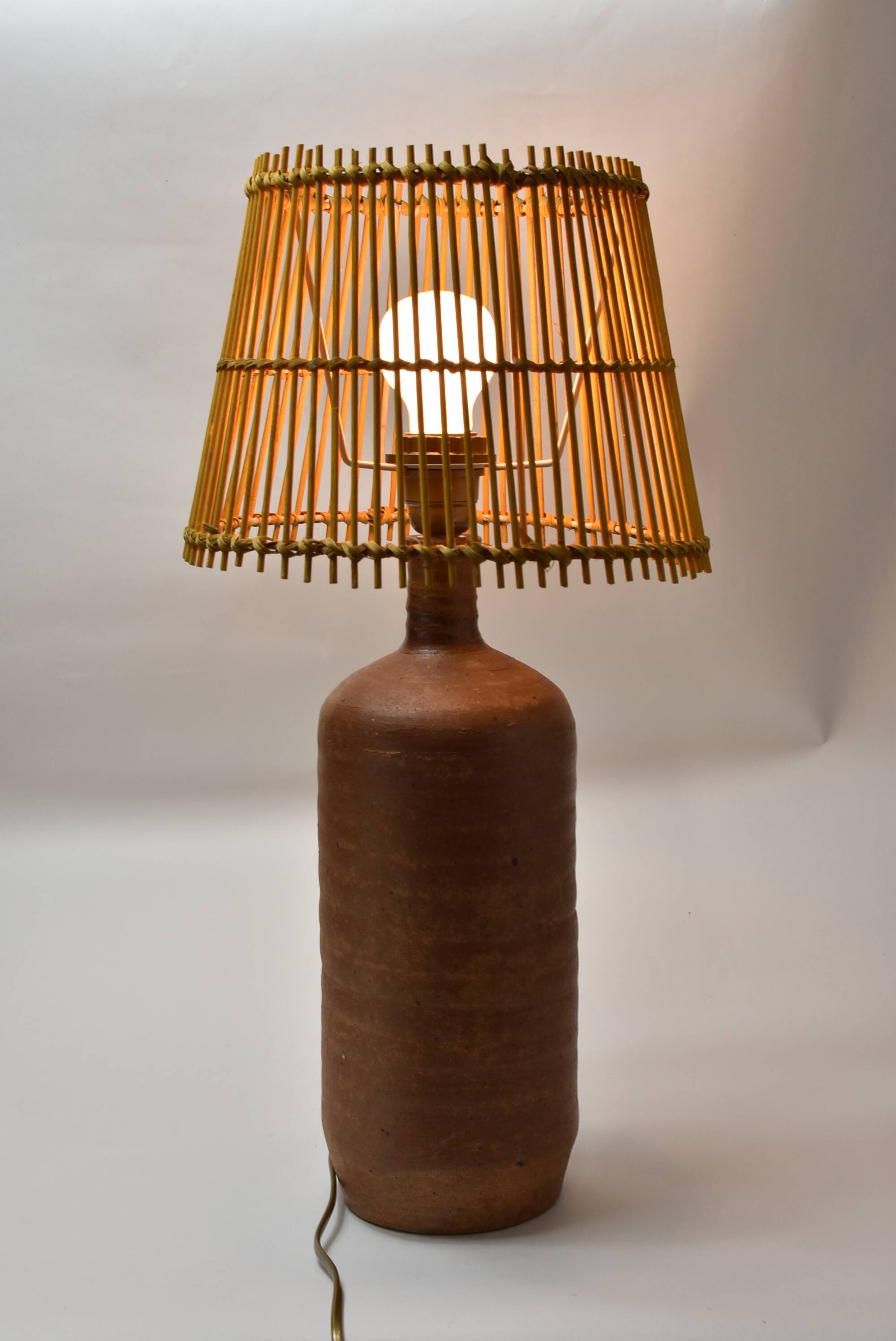 Brown stoneware lamp