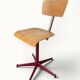Adjustable swivel workshop chair, plywood, star base, burgundy.