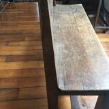 Old solid wood back bench
