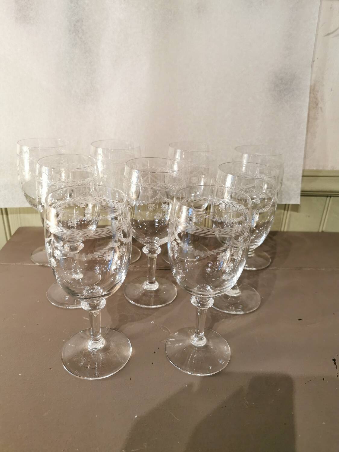 Set of 9 crystal glasses from the Napoleon III period