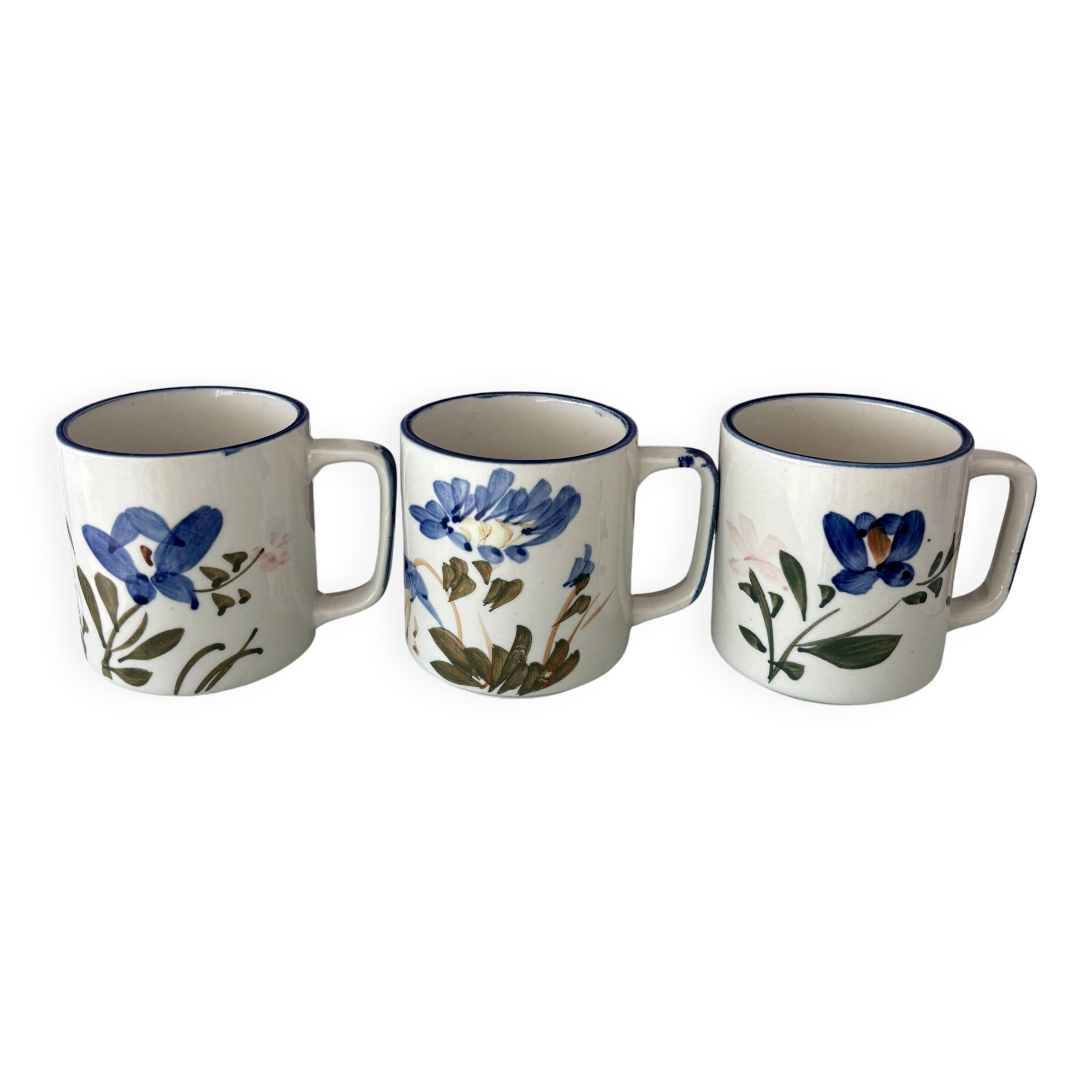 Ensemble de 3 mugs en céramique peints à la main – Style cottagecore / campagne C