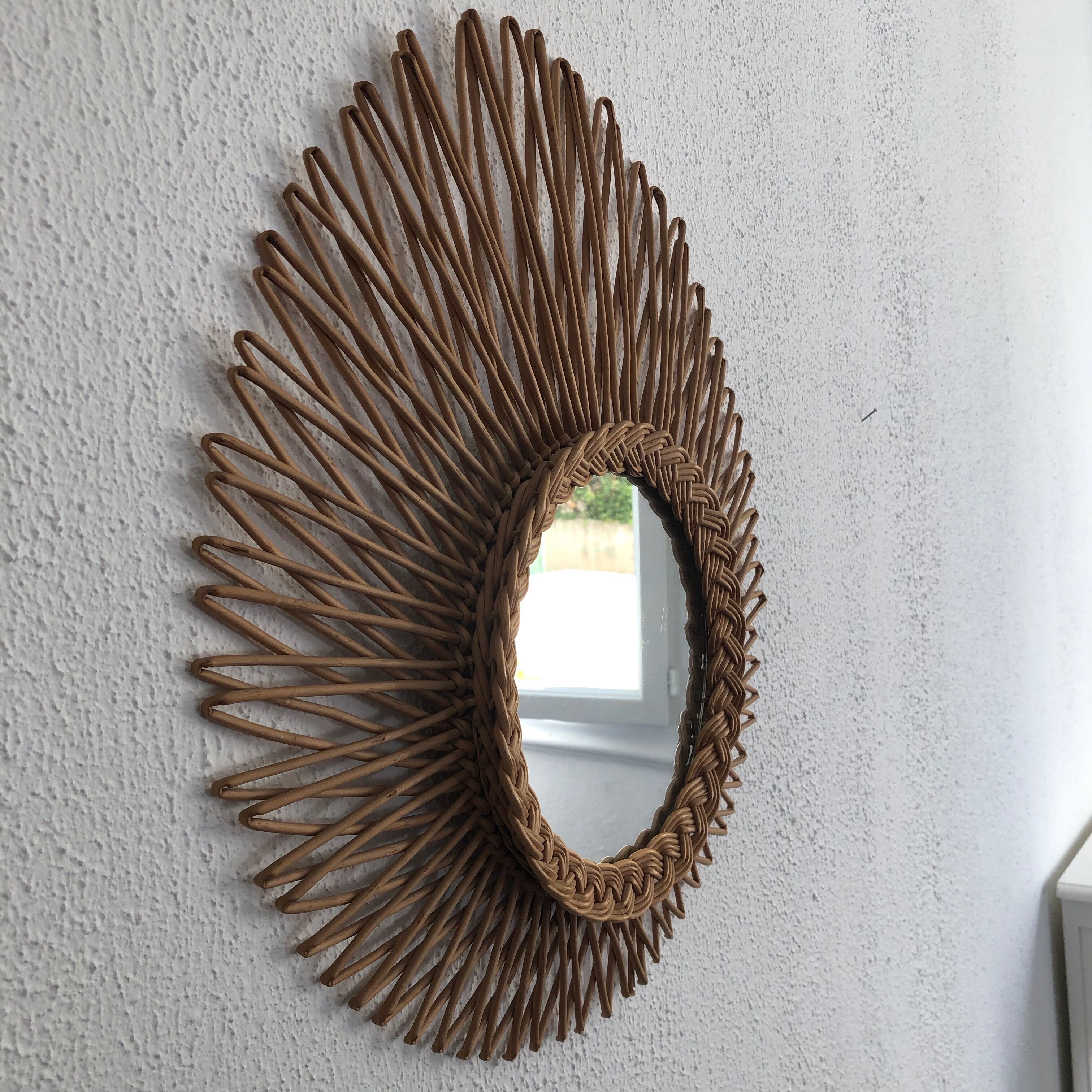 Vintage rattan sun mirror 1960 - 50 x45 cm