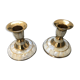 Set of 2 mother-of-pearl candlesticks and brass