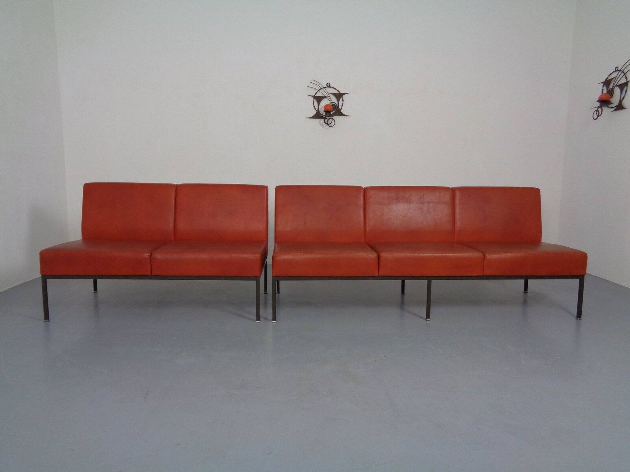 Minimalist 2-Seater and 3-Seater Bench, Germany, 1960s, Set of 2