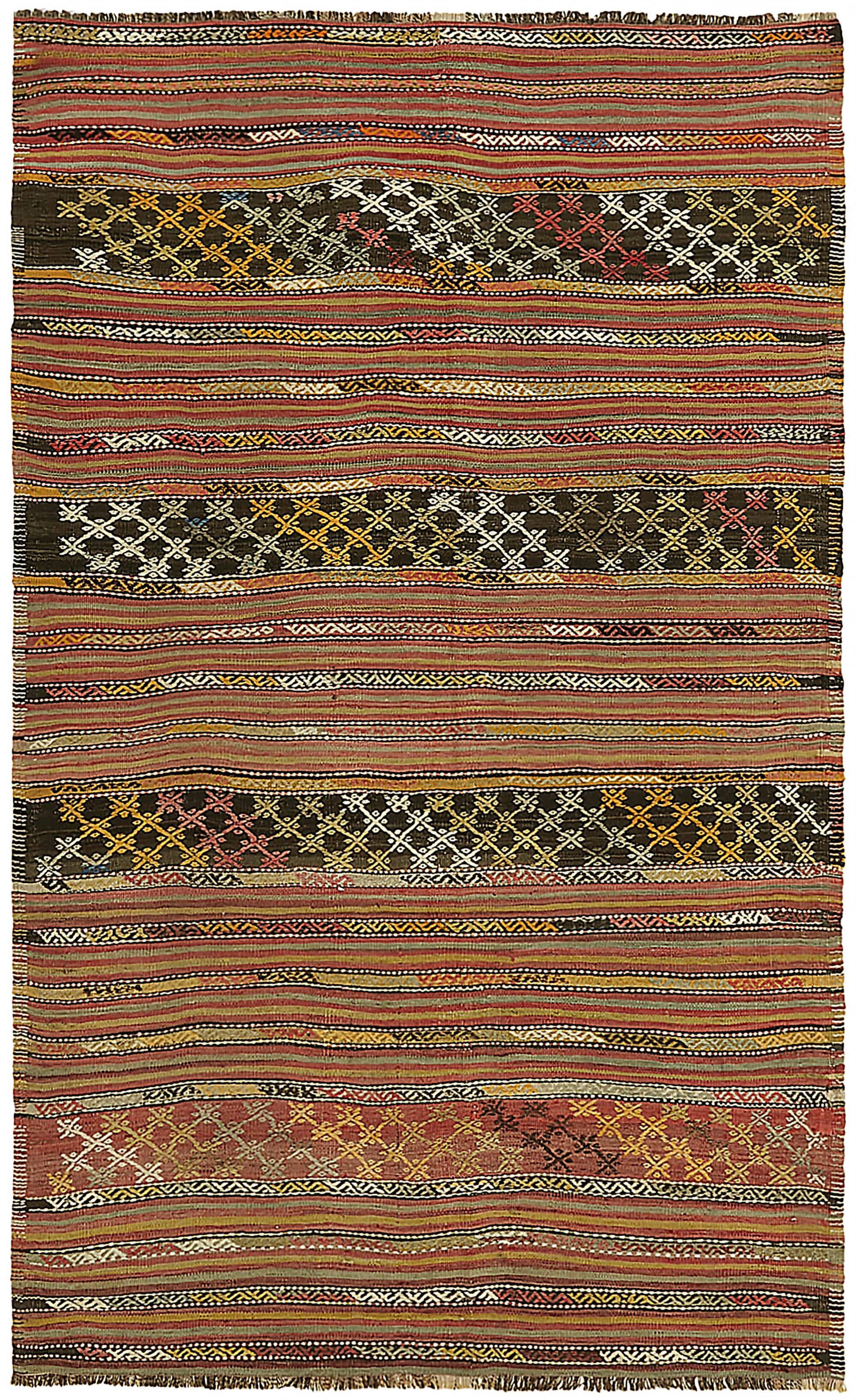 Turkish Handmade Vintage Anatolian Kilim 156 cm x 257 cm