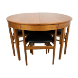 Vintage extendable dining table & 4 black chairs from Mcintosh,1960s
