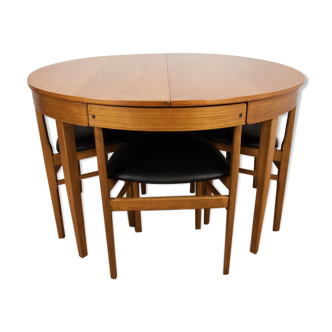 Table extensible & 4 chaises noires de Mcintosh, 1960s