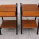 Pair of vintage bedside tables modernists wood and metal