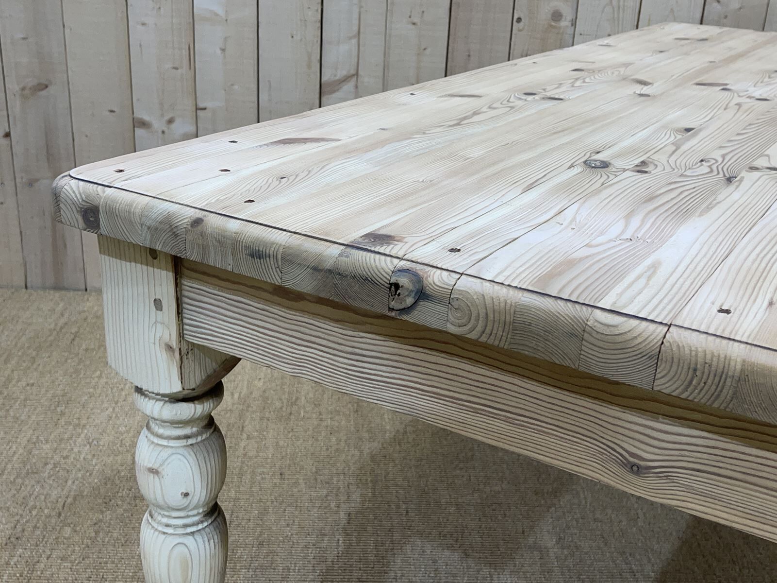 English farmhouse table of the twentieth century in raw fir