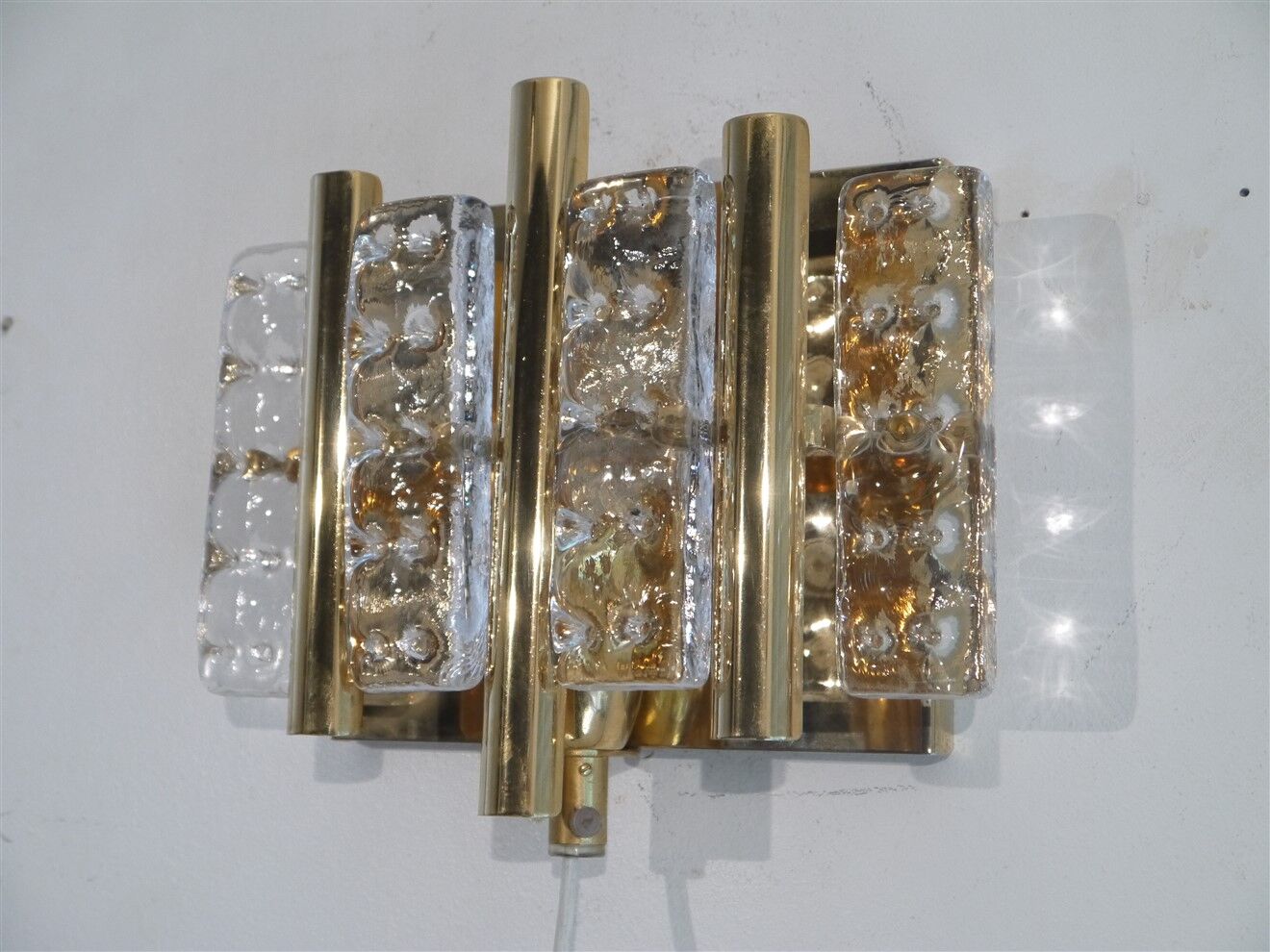 Crystal and brass sconces by Carl Fagerlund 1970